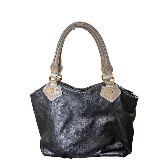 Marc Marc by Jacobs Black Taupe Leather Handbag Satchel Shoulder Bag Crossbody - Picture 5 of 16